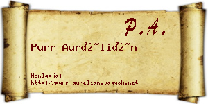 Purr Aurélián névjegykártya